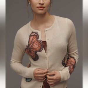 NWOT Anthropologie The Juliet Cashmere Cardigan Sweater- Butterfly